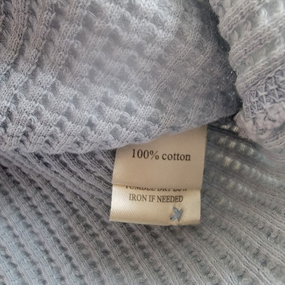 dylan Light Blue Waffle Henley Distressed Long Sleeve 100% Cotton Top Small - Picture 3 of 5